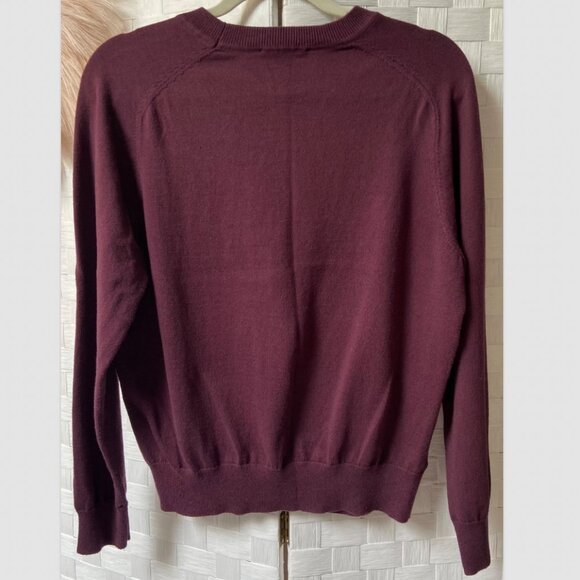 Ann Taylor Burgundy Satin Print Sweater Size L - Picture 4 of 5